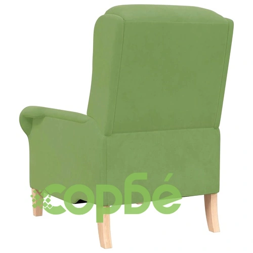 Фотьойл от кадифе светлозелен 76x94x102 см с дървена рамка ➤ топ цена ➤ sorbe.bg