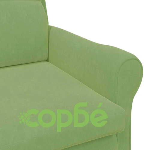 Фотьойл от кадифе светлозелен 76x94x102 см с дървена рамка ➤ топ цена ➤ sorbe.bg