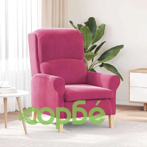 Фотьойл виненочервен кадифе 76x94x102 см с дървена рамка ➤ топ цена ➤ sorbe.bg