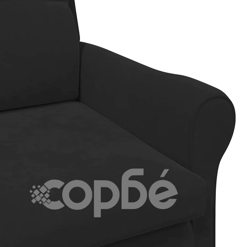 Фотьойл от кадифе черен 76x94x102 см с дървена рамка ➤ топ цена ➤ sorbe.bg