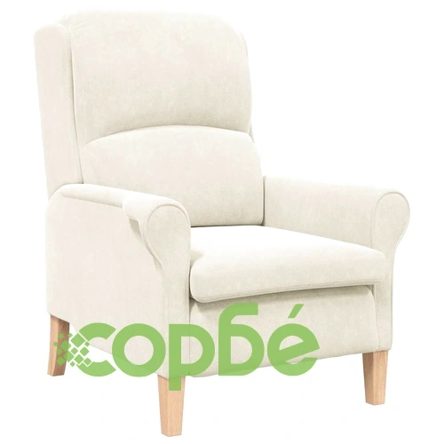 Кадифено кресло крем 76x94x102 см с дървена рамка ➤ топ цена ➤ sorbe.bg