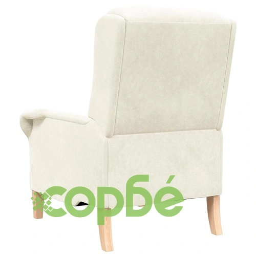 Кадифено кресло крем 76x94x102 см с дървена рамка ➤ топ цена ➤ sorbe.bg