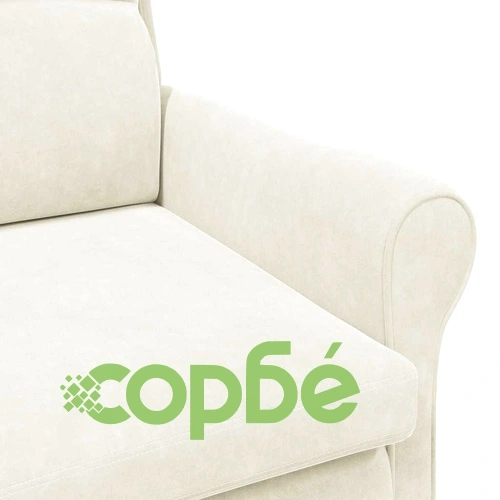 Кадифено кресло крем 76x94x102 см с дървена рамка ➤ топ цена ➤ sorbe.bg