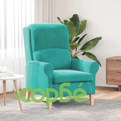 Фотьойл тюркоаз 76x94x102 см от кадифе с дървена рамка ➤ топ цена ➤ sorbe.bg