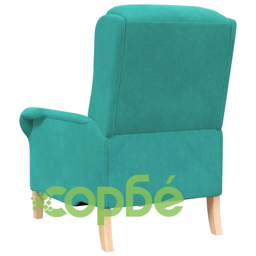 Фотьойл тюркоаз 76x94x102 см от кадифе с дървена рамка ➤ топ цена ➤ sorbe.bg