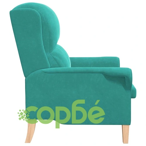 Фотьойл тюркоаз 76x94x102 см от кадифе с дървена рамка ➤ топ цена ➤ sorbe.bg