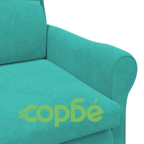 Фотьойл тюркоаз 76x94x102 см от кадифе с дървена рамка ➤ топ цена ➤ sorbe.bg