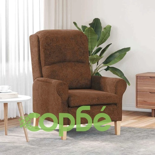 Фотьойл с подлакътници кафяв 76x94x102 см изкуствена кожа ➤ топ цена ➤ sorbe.bg