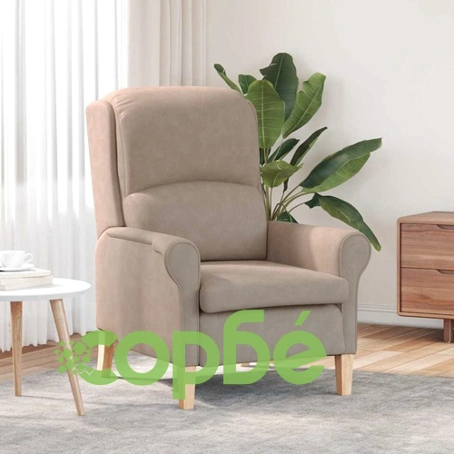 Фотьойл таупе 76x94x102 см от микрофибър с дървени крака ➤ топ цена ➤ sorbe.bg