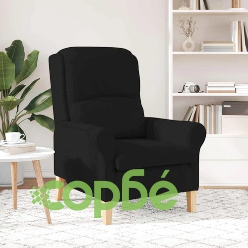 Фотьойл черен 76x94x102 см микрофибър с дървени крака ➤ топ цена ➤ sorbe.bg