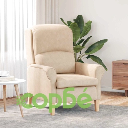 Ергономичен фотьойл Крем 76x94x102 см от микрофибър ➤ топ цена ➤ sorbe.bg