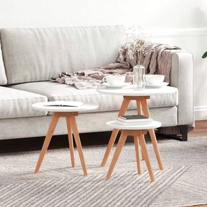 Комплект масички за кафе от орехово дърво и MDF 50x50x46 см - 3 броя