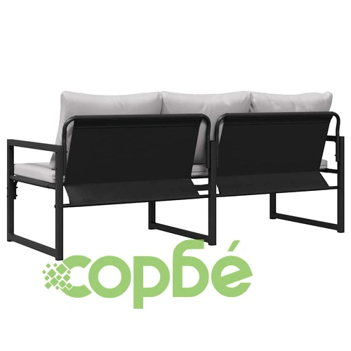 Градинска пейка от стомана с прахово покритие черна 180 x 72.5 x 71 см ➤ топ цена ➤ sorbe.bg