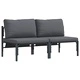 Двуместен диван с възглавници от стомана и текстилен - антрацит 160x80x71 см