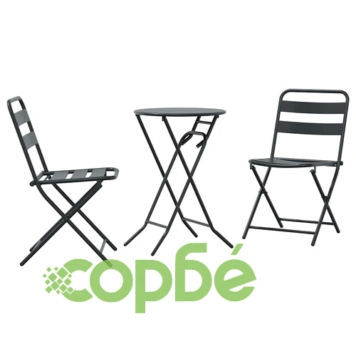 Сгъваем бистро комплект 3 части антрацит стомана 50x50x72 см ➤ топ цена ➤ sorbe.bg