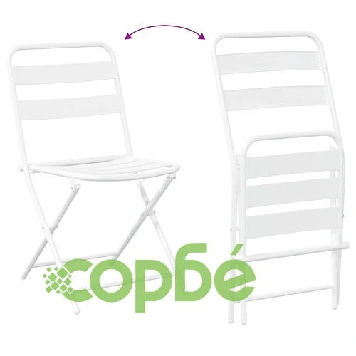 Бистро комплект 3 части сгъваем бял стомана 50x50x72 см ➤ топ цена ➤ sorbe.bg