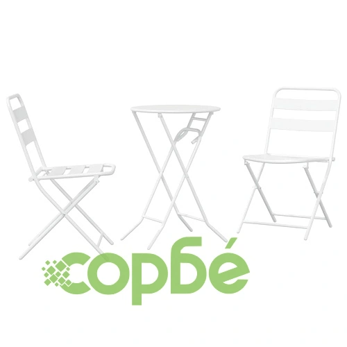 Бистро комплект 3 части сгъваем бял стомана 50x50x72 см ➤ топ цена ➤ sorbe.bg