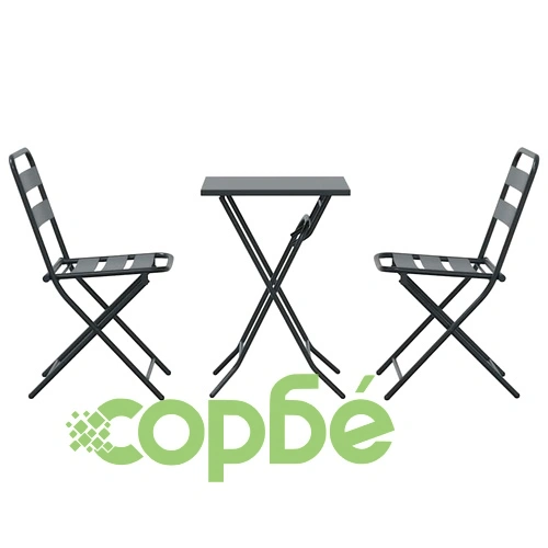 Сгъваем бистро комплект 3 части антрацит стомана 50x50x72 см ➤ топ цена ➤ sorbe.bg