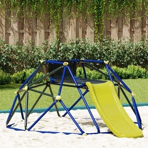 Детска дъга за катерене със пързалка синя стомана 236x178x90 см