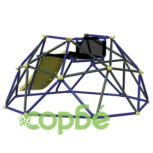 Детска дъга за катерене със пързалка синя стомана 236x178x90 см ➤ топ цена ➤ sorbe.bg