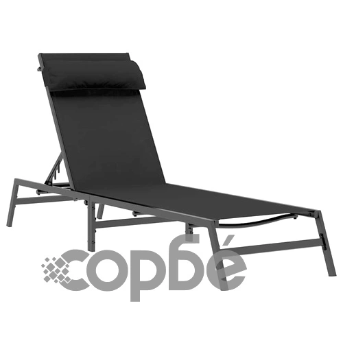 Комплект шезлонги с маса 2 броя стомана и текстилен 197x54x86 см черен антрацит ➤ топ цена ➤ sorbe.bg