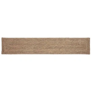 Килим от юта, правоъгълен, естествено и черно, 80 x 400 см