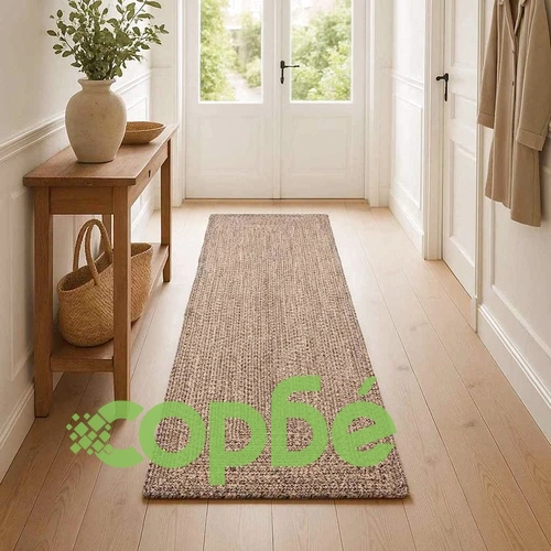 Килим от юта, правоъгълен, естествено и черно, 80 x 400 см ➤ топ цена ➤ sorbe.bg