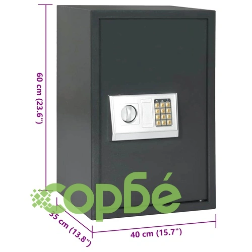 Електронен цифров сейф с рафт тъмносив 40x35x60 см стомана ➤ топ цена ➤ sorbe.bg