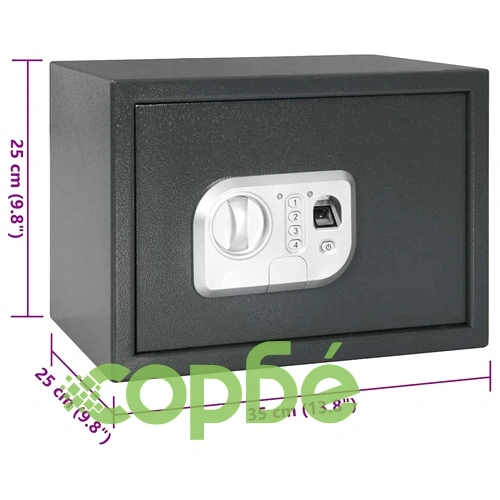 Цифров сейф с биометрично заключване 35x25x25 см стомана тъмно сив ➤ топ цена ➤ sorbe.bg