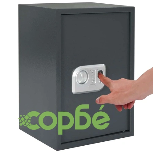 Цифров сейф с отпечатъци и код 31x35x50 см стомана тъмно сив ➤ топ цена ➤ sorbe.bg