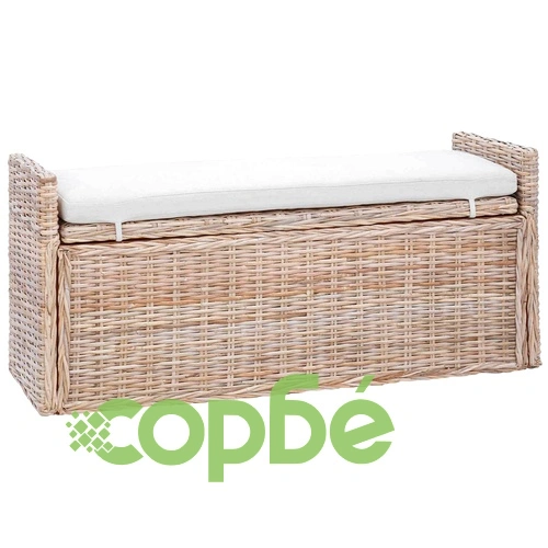 Пейка с рафт за съхранение GENDT, ратан, естествен цвят, 110 x 40 x 50 см ➤ топ цена ➤ sorbe.bg