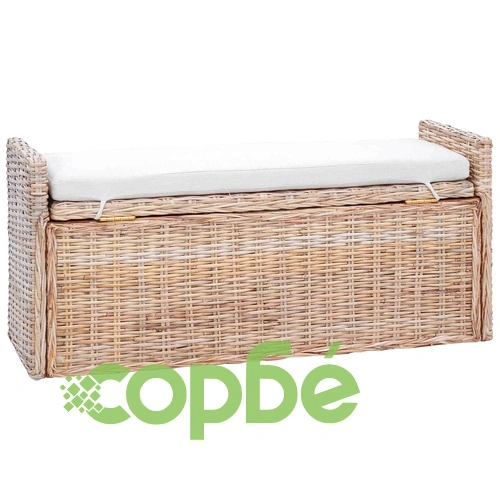 Пейка с рафт за съхранение GENDT, ратан, естествен цвят, 110 x 40 x 50 см ➤ топ цена ➤ sorbe.bg