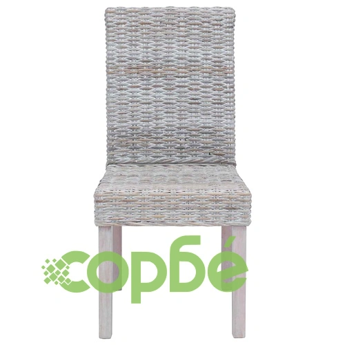 Трапезен стол GENDT 2 бр., ратан Кубу и масивно махагоново дърво, 45 x 54 x 93 см ➤ топ цена ➤ sorbe.bg