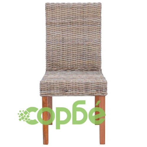 Трапезен стол GENDT 2 бр., Кубу ратан, масивно махагоново дърво, 45 x 54 x 93 см ➤ топ цена ➤ sorbe.bg