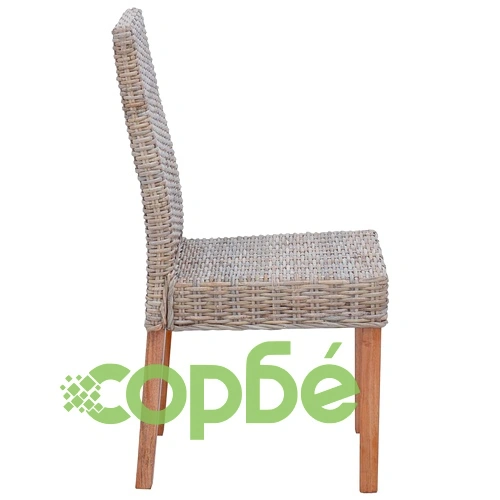 Трапезен стол GENDT 2 бр., Кубу ратан, масивно махагоново дърво, 45 x 54 x 93 см ➤ топ цена ➤ sorbe.bg