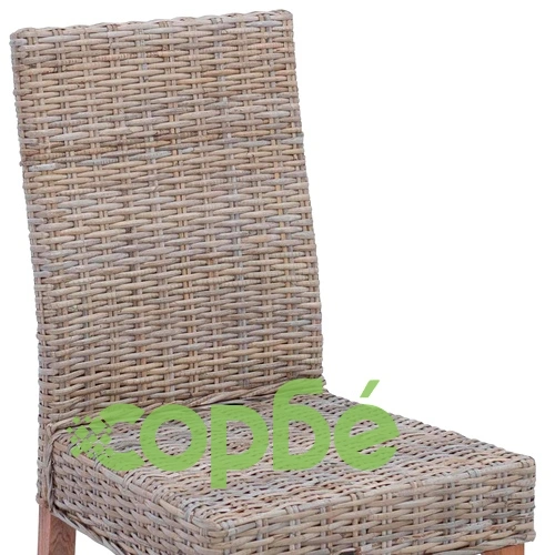 Трапезен стол GENDT 2 бр., Кубу ратан, масивно махагоново дърво, 45 x 54 x 93 см ➤ топ цена ➤ sorbe.bg