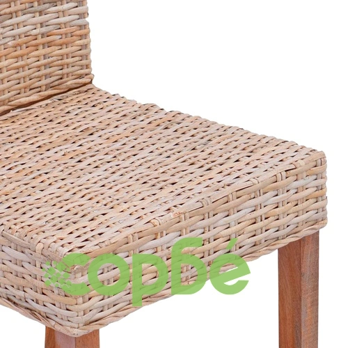 Трапезен стол GENDT, 2 бр., ратан Кубу и масивно махагоново дърво, 45 x 54 x 93 см ➤ топ цена ➤ sorbe.bg
