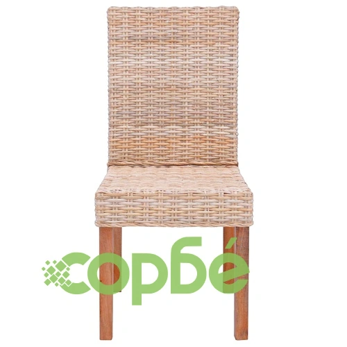 Трапезен стол GENDT, 2 бр., ратан Кубу и масивно махагоново дърво, 45 x 54 x 93 см ➤ топ цена ➤ sorbe.bg