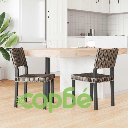 Трапезен стол GENDT, 2 броя, ратан Кубу, черен лак, 46 x 55 x 84 см ➤ топ цена ➤ sorbe.bg