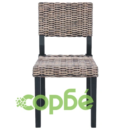 Трапезен стол GENDT, 2 броя, ратан Кубу, черен лак, 46 x 55 x 84 см ➤ топ цена ➤ sorbe.bg