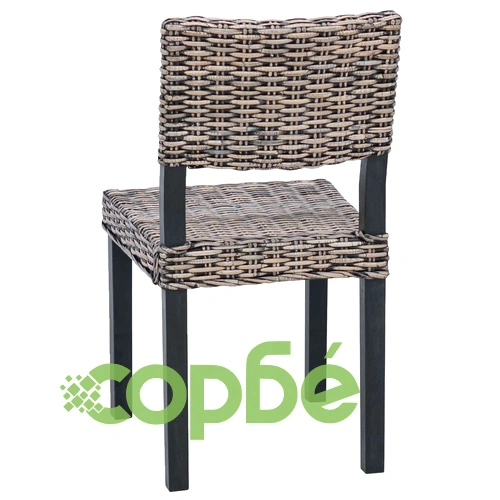 Трапезен стол GENDT, 2 броя, ратан Кубу, черен лак, 46 x 55 x 84 см ➤ топ цена ➤ sorbe.bg
