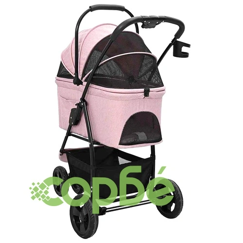 Сгъваема количка за домашни любимци с покривало 600D оксфорд тъкан розова 78x54x101 см ➤ топ цена ➤ sorbe.bg