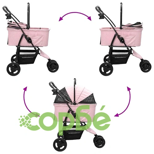 Сгъваема количка за домашни любимци с покривало 600D оксфорд тъкан розова 78x54x101 см ➤ топ цена ➤ sorbe.bg