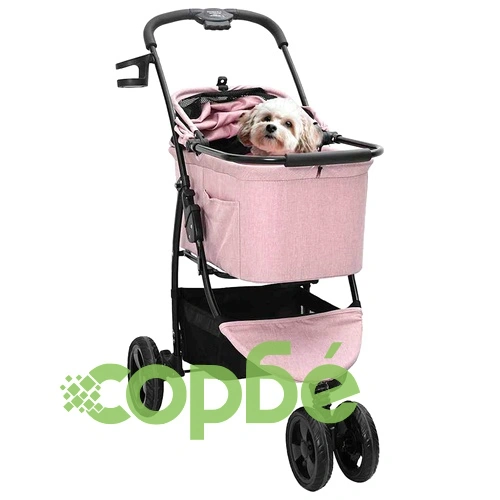 Сгъваема количка за домашни любимци с покривало 600D оксфорд тъкан розова 78x54x101 см ➤ топ цена ➤ sorbe.bg