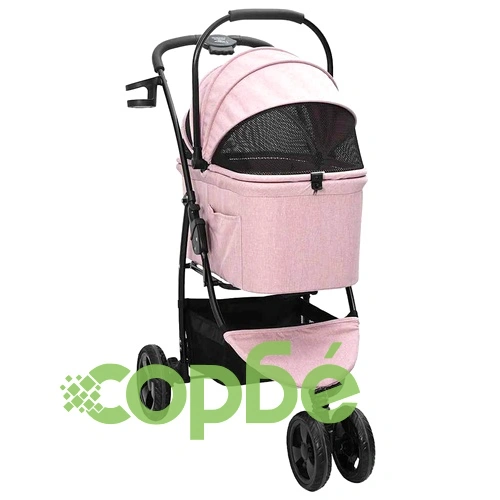 Сгъваема количка за домашни любимци с покривало 600D оксфорд тъкан розова 78x54x101 см ➤ топ цена ➤ sorbe.bg
