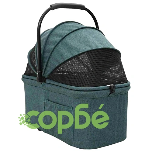 Сгъваема количка за домашни любимци 2в1 с покривало - зелена 78x54x101 см ➤ топ цена ➤ sorbe.bg