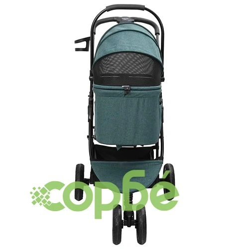 Сгъваема количка за домашни любимци 2в1 с покривало - зелена 78x54x101 см ➤ топ цена ➤ sorbe.bg