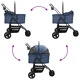 Сгъваема количка за домашни любимци 2 в 1 с покривало, синя, 78 x 54 x 101 см