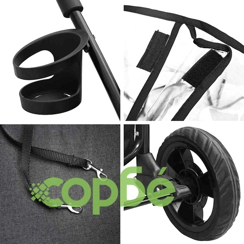 Сгъваема количка за домашни любимци 2в1 с покривало - черна 78x54x101 см ➤ топ цена ➤ sorbe.bg