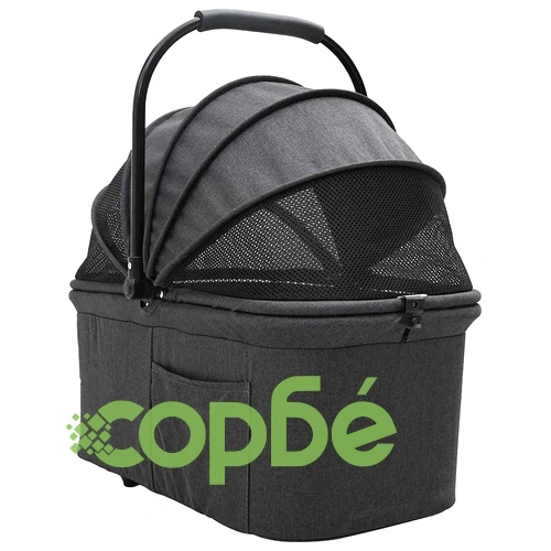 Сгъваема количка за домашни любимци 2в1 с покривало - черна 78x54x101 см ➤ топ цена ➤ sorbe.bg